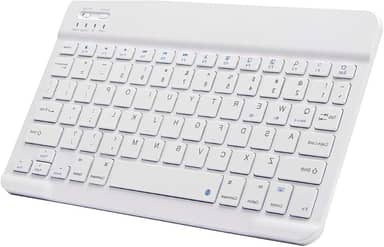 SilentKeys Pro™ Mini Teclado Bluetooth 10” Ultrafino – Sem Fio, Portátil, Silencioso e Recarregável p/Tablets, Smartphones, Notbooks, PCs, Smart TVs (branco)