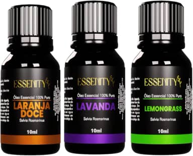 Kit Energia e Vitalidade 100% Puro - 3 Óleos Essenciais Lavanda, Lemongrass, Laranja Doce - Alívio do Stress, Relaxamento Profundo, Revigoramento Mental, Essência 100% Pura para Difusor, Massagem e Aromaterapia - Sinergia Terapêutica, Vegano, Cruelty-Free - ESSENITY