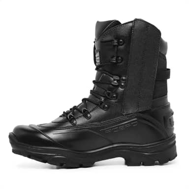 Bota Coturno Militar Tiger Pró, Couro Resistente, Design Tático, Solado Robusto para Uso Militar