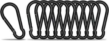 KINLINK Pacote Com 10 Mosquetões Pretos, Mosquetão De Mola Resistente De 1,57 Pol., Pequenos Clipes Caribeener Para Acampamento Ao Ar Livre, Balanço, Rede, Viagem De Caminhada, Pesca, Chaveiro De El