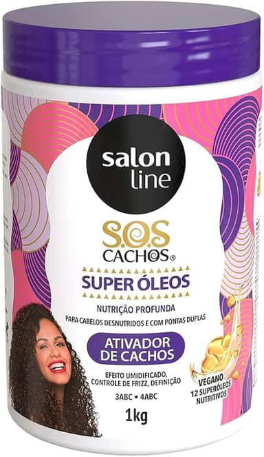 Salon Line, Ativador de Cachos, SOS Cachos, Super Óleos, Nutrição Profunda, Vegano - Cabelos Cacheados e Crespos, 1 Kg