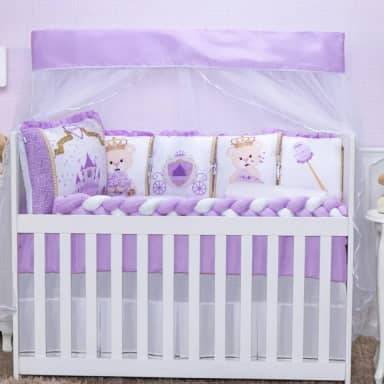 Kit Berço Sublimado12 Peças - Conforto e Estilo para o Enxoval do Bebê (Castelo Lilás)
