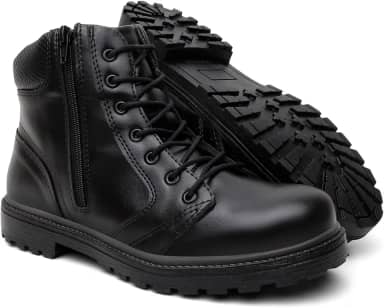 Coturno Militar Tático Cano Medio com Cadarço e Zíper Lateral, Sola Antiderrapante para Uso Profissional e Militar