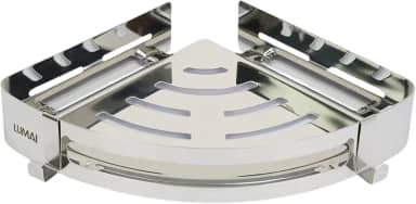 LUMAI Suporte Porta-Shampoo e Sabonete de Canto em Aço Inoxidável, Acessório para Banheiro e Cozinha, Suporte de Banheiro com Instalação Fácil e Prática, Resistente à Umidade – Prata