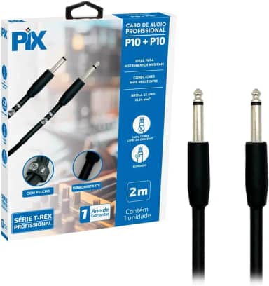 Cabo P10 P10 Mono 100% Cobre Para Instrumentos - 2 Metros