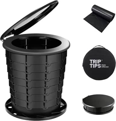 TRIPTIPS Vaso sanitário portátil retrátil para viagem, vaso sanitário de acampamento de altura ajustável para adultos e crianças, vaso sanitário portátil dobrável para acampamento/carro