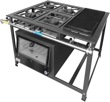 Fogão Industrial 4 Bocas Simples a Gás Alta Pressão MR Fogões com Chapa e Forno P7