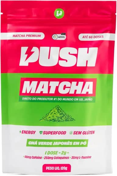 Push Matcha - 15 doses [30g] | Pó de Chá Verde Matcha Premium | Foco, Antioxidante e Energia Prolongada | café com leite, smoothie, receita | Colheita Japonesa