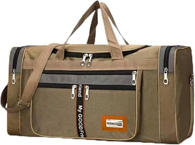 Bolsa Mala Viagem de Mão Ombro Transversal Ajustável Feminina e Masculina Super Grande 60 Litros (Marrom Claro)