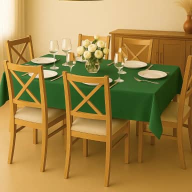 Toalha De Mesa 6 Lugares Retangular 2,10 x 1,50m Tecido Oxford 100% Poliéster Fácil de Lavar Praticidade e Durabilidade para Uso Diário (Verde)