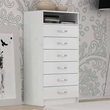 Cômoda Atlas Com 6 Gavetas Para TV Branco Evidência - UN