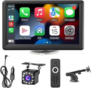 Monitor Estéreo Sem Fio para Carro, 7 Polegadas, Compatível com Apple Carplay e Android Auto, Bluetooth 5.1, FM, Ideal para Carros, Caminhões e Motorhomes