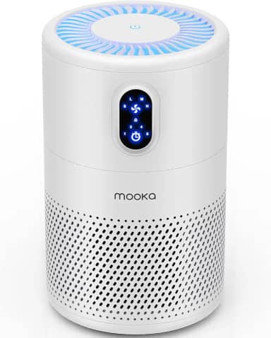 MOOKA Purificadores de ar para casa grande sala de até 1076 pés quadrados, limpador de filtro de ar HEPA verdadeiro H13, eliminador de odores, remover poeira de fumaça pólen pêlen, luz noturna