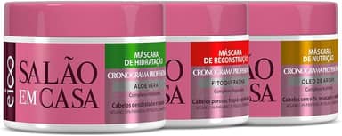 Kit Máscara Cronograma Nutrição Hidratação e Reconstrução Eico Salão Em Casa Tratamento Capilar