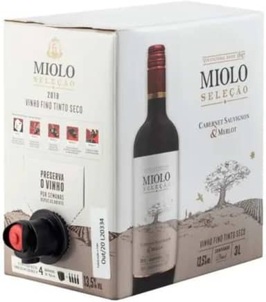 VINHO MIOLO SELECAO TINTO SECO CABERNET/MERLOT BIB 3 X 3 LTS