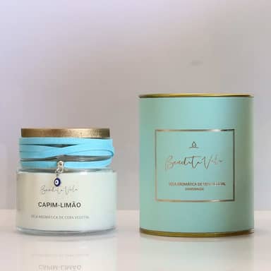 Vela Vegetal Aroma Capim Limão Vidro Og - Bendita Vela