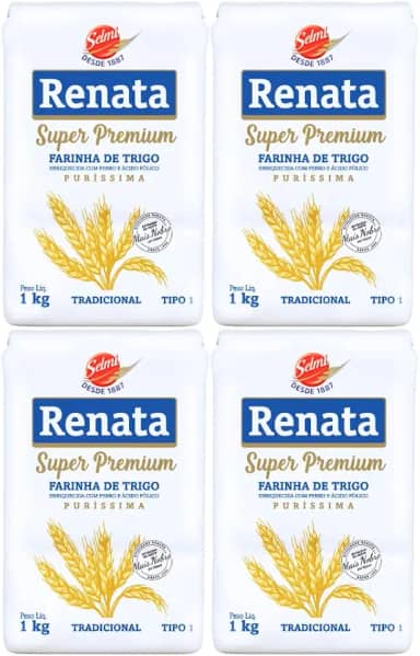 Kit com 4 Pacotes de Farinha de Trigo Super Premium de 1Kg cada - Renata