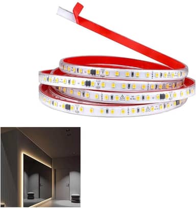 Fita de Led 3000K SMD 127V 3 Metros Fita Dupla Face Plug Conector Perfil Gesso Sanca Espelho Jardim Escada Ambiente Interno Externo Comercial Residencial Iluminaçao