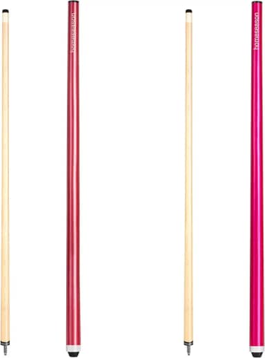 Conjunto de 2 tacos de sinuca de 147 cm com ponta de couro de fibra de 13 mm, 4 cores para iniciantes, comerciais e entretenimento doméstico