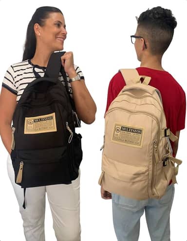 Mochila Grande Impermeável Masculina Feminina Trabalho Escola Notebook Reforçada Resistente Viagem e Passeio Com Bolso Secreto Cores Preta Azul Bege Vinho