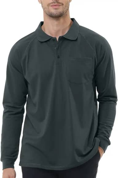 Camisa polo masculina grande e alta absorção de umidade desempenho golfe com bolso manga curta