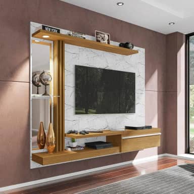 Painel para Tvs 55 Polegadas Led Prateleira de Vidro Denver Bechara