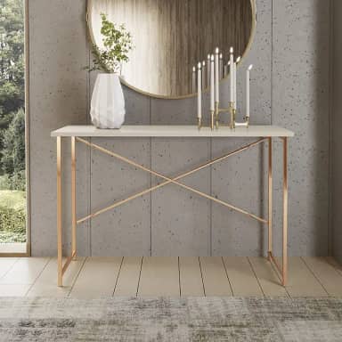 Aparador Steel 90 cm Estilo Industrial com Pés em Aço Cor: Cobre/Off White