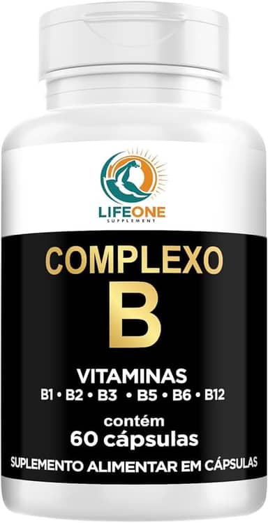 Complexo B Vitaminas B12, B6, B5, B3, B2, B1, Life One, 60 Cápsulas