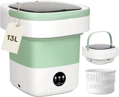 Máquina de lavar portátil, mini lavadora de roupas 13L com 3 modos, pequena máquina de lavar roupa dobrável para viagens, acampamento, trailer - perfeita para roupas íntimas, roupas de bebê, meias
