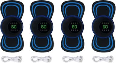 Kit Com 4 Mini Massageador Pulso Elétrico Portátil Recarregável Dor Pescoço Coluna Pernas Estimulador Ems Pequeno Alivia Dor Tensão Muscular Crossfit Atividade Corporal Marca RSI