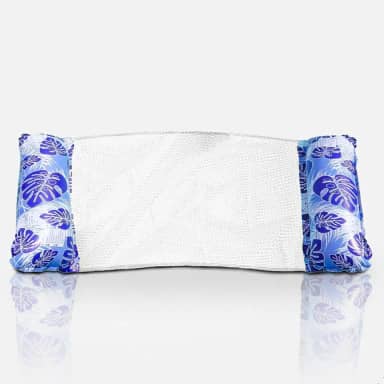 Boia Rede Flutuante Inflável para Piscina Design de Folhas Tropicais Cama Flutuador Deitar Reclinavel Encosto de Cabeça Relaxar na Agua Praia Mar Confortavel
