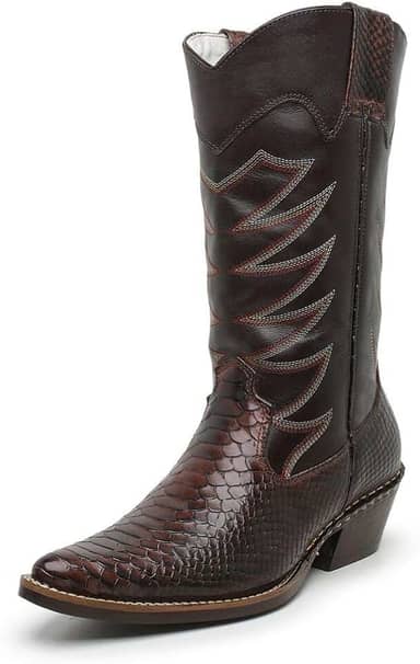 Bota Texana Country Masculina Cano Longo Bico Fino Couro JNA SHOES Anaconda
