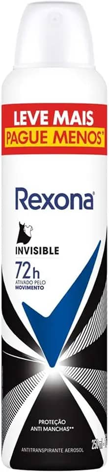 Antitranspirante Aerossol Invisible Rexona 250Ml Leve Mais Pague Menos, Rexona (A embalagem pode variar)