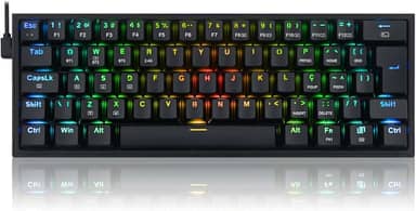 Teclado Mecanico Gamer Redragon Pro RGB Preto Switch Marrom - K616-RGB-B