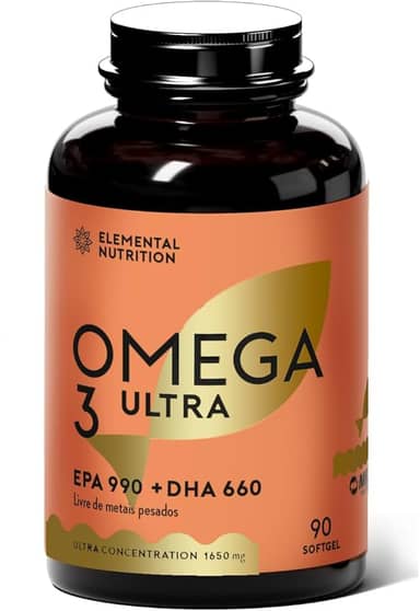 Ômega 3 Ultra, Elemental Nutrition, 1650mg por dose, EPA + DHA – 120 Softgels