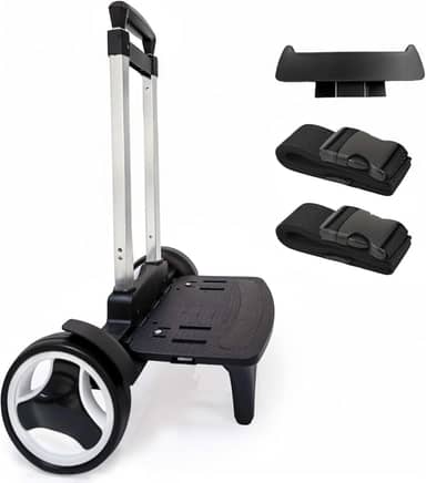 Mochila de rodinhas com rodas silenciosas para subir escadas, moldura de alumínio dobrável, alça ajustável, grande capacidade de 35 kg – serve para bolsas de viagem, bolsas de livros, compras – preto