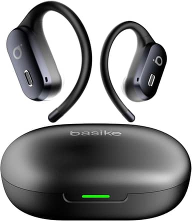 Basike Fone de Ouvido Bluetooth 5.4 TWS Esportivo, Som Hi-Fi Estéreo, ANC Cancelamento de Ruído & Modo Transparência, Resistente a Suor e Respingos para Corrida e Exercícios ao Ar Livre – Preto