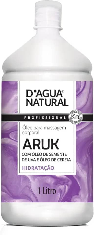 Óleo de Massagem Aruk Semente de Uva e Cereja, D'agua Natural, 1 litro