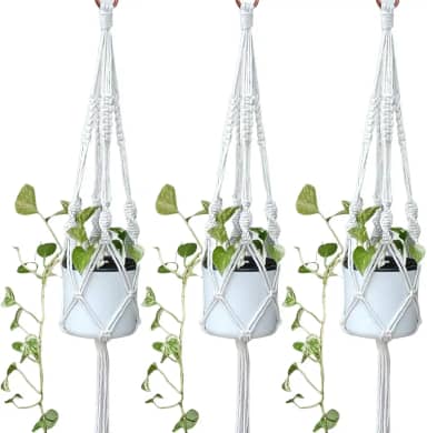 Kit 03 Floreira Suporte rede Para Vasos Plantas em Arte Macrame 90 cm