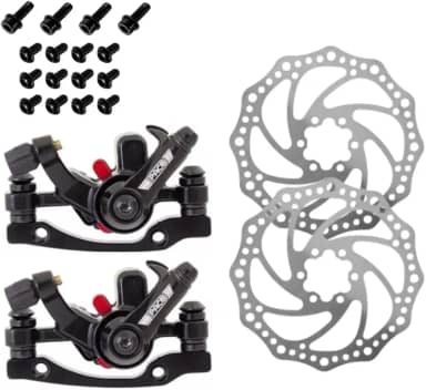Kit De Pinça Freio A Disco Mecânico Para Bike Bicicleta 160mm Paco Com Pastilha Quadrada Aro 26-29