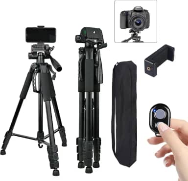 Tripé 1,80m Profissional Universal para Câmera e Celular com Controle Bluetooth