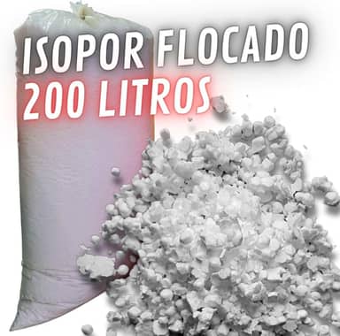 Isopor Flocado 200 litros para Enchimento de Puffs Almofadas Bichos de Pelúcia Artesanato Mistura na Fórmula de Concreto Leve e preenchimento interno de caixas p/proteção de objetos frágeis