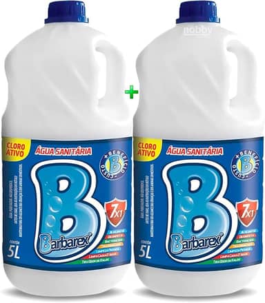Água Sanitária 7 em 1, Cloro Ativo, Kit com 2 Unidades de 5 Litros, Alvejante e Desinfetante