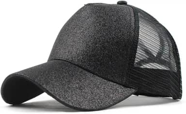 Boné Feminino Brilho Glitter Com Saída Rabo de Cavalo E Tela