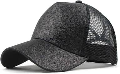 Boné Feminino Brilho Glitter Com Saída Rabo de Cavalo E Tela