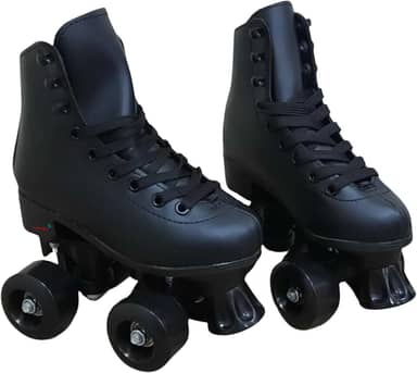 Patins Quad Clássico Infantil, 4 Rodas, Cano Alto, Preto
