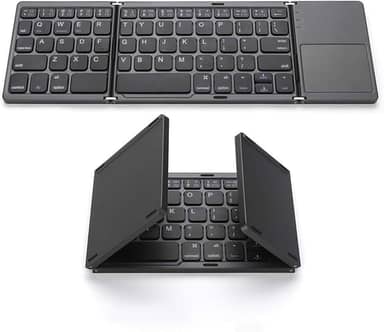 Teclado sem fio BT teclado dobrável portátil ultra fino teclado BT com touchpad para Windows/Android/iOS Cinza