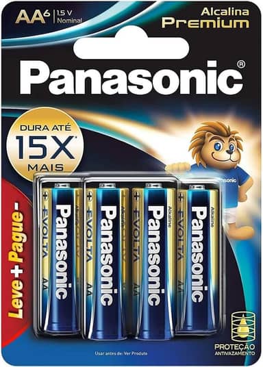 Panasonic Pilha Alcalina Premium Aa C/06 Unidades Cinza