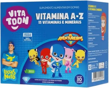 Vitatoon Luccas Neto Polivitaminico A-Z Sabor Morango 30 gomas