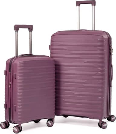 Kit Mala De Viagem 32Kg E 10Kg Polipropileno 8 Rodas 360 Tamanho Conjunto Pequena Bordo Padrão Anac E Grande Para Despachar Rígida Leve Resistente (ROXO, 2-Peças (P/G))